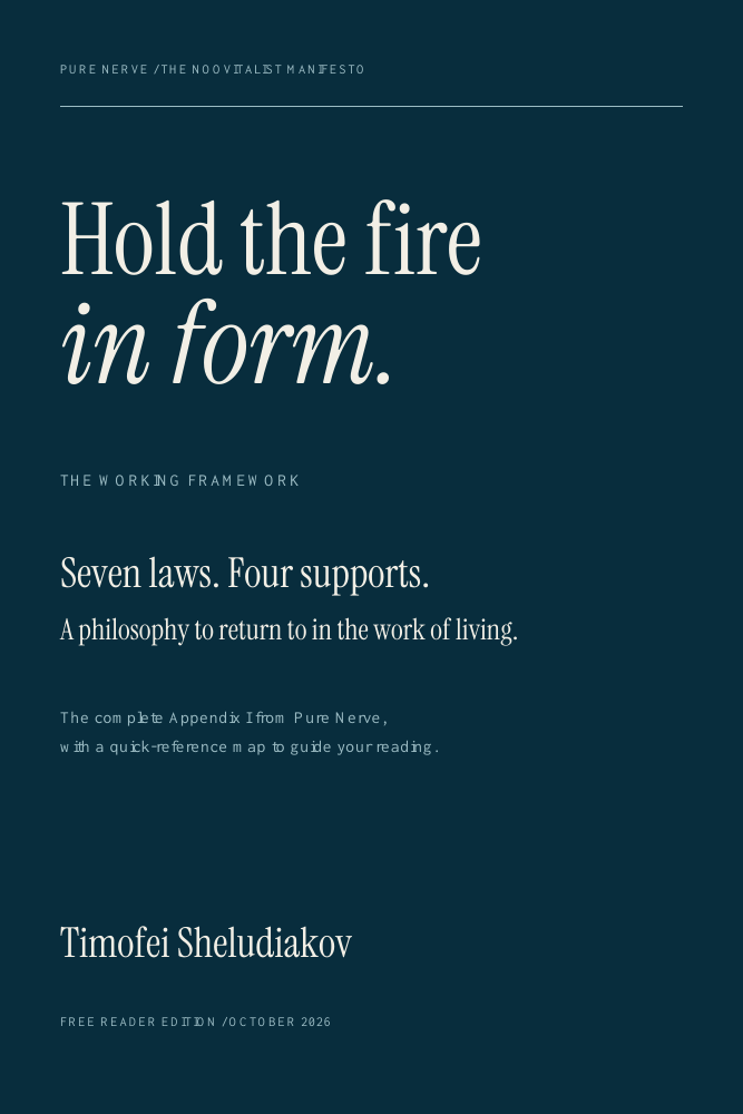Cover of the free PDF: Hold the fire in form. The Working Framework.